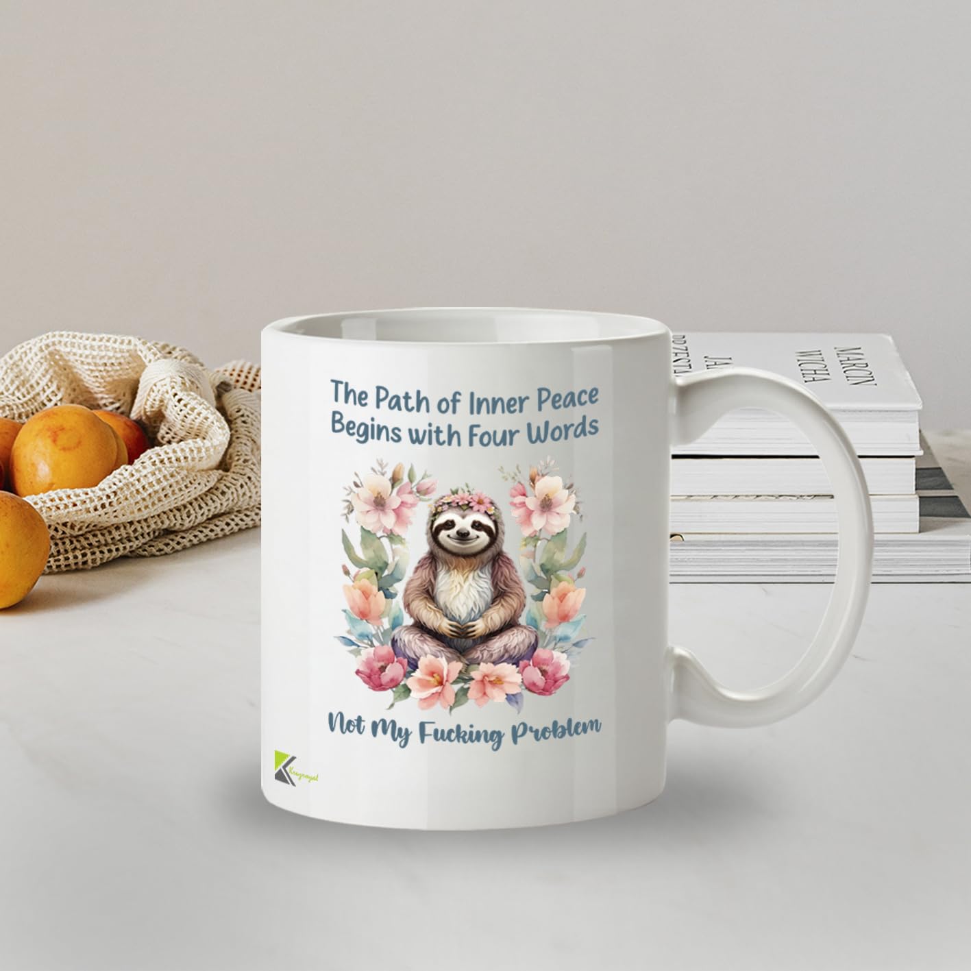 Kruzroyal Funny Sloth Mug | Inner Peace Sarcastic Quote | Novelty Gift for Women Men Coworker Friend | Office Humour Secret Santa 11oz