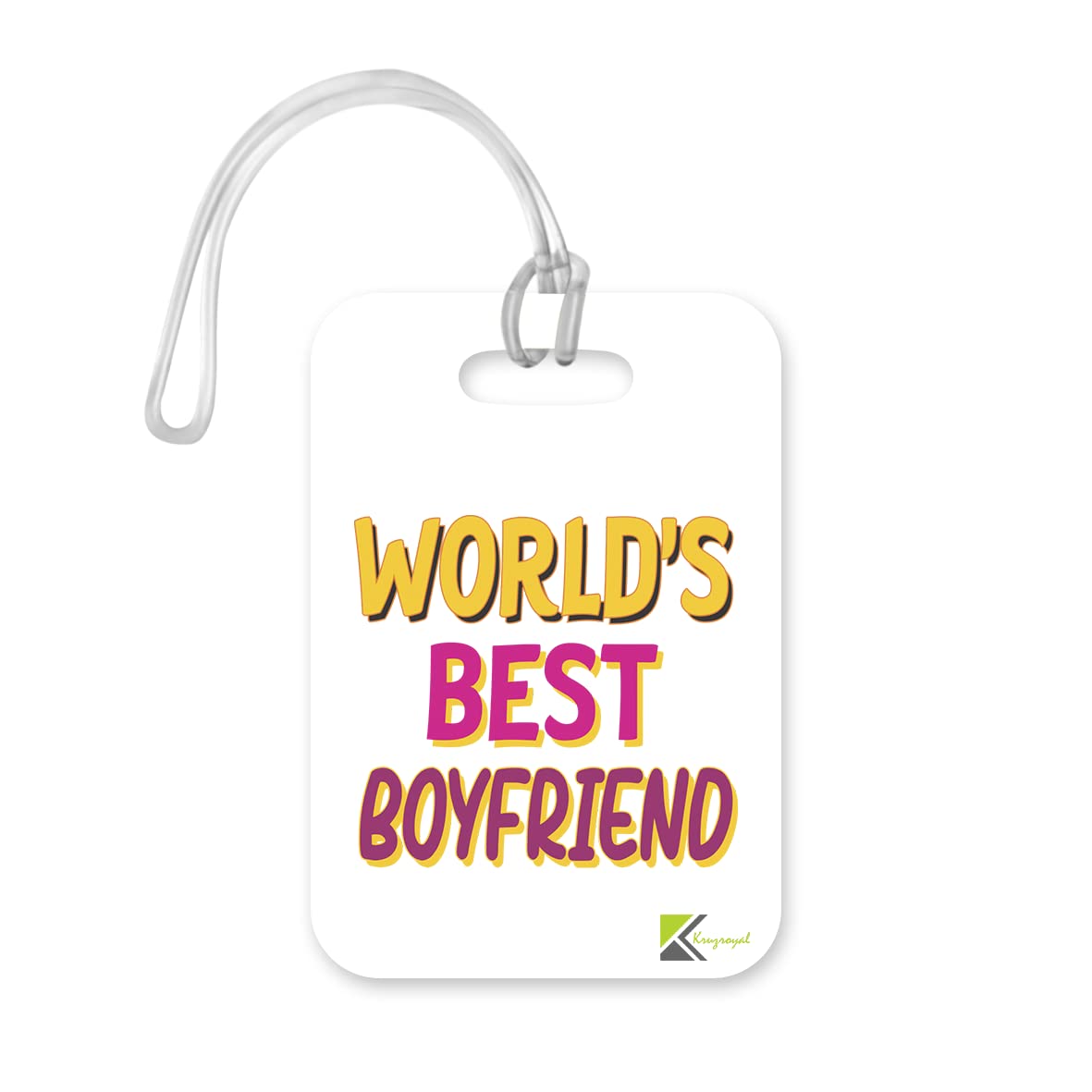 LT435 World's Best Boyfriend Novelty Funny Unique Designer Gift, Suitcase, Glossy Plastic Luggage Tag for Boyfriend