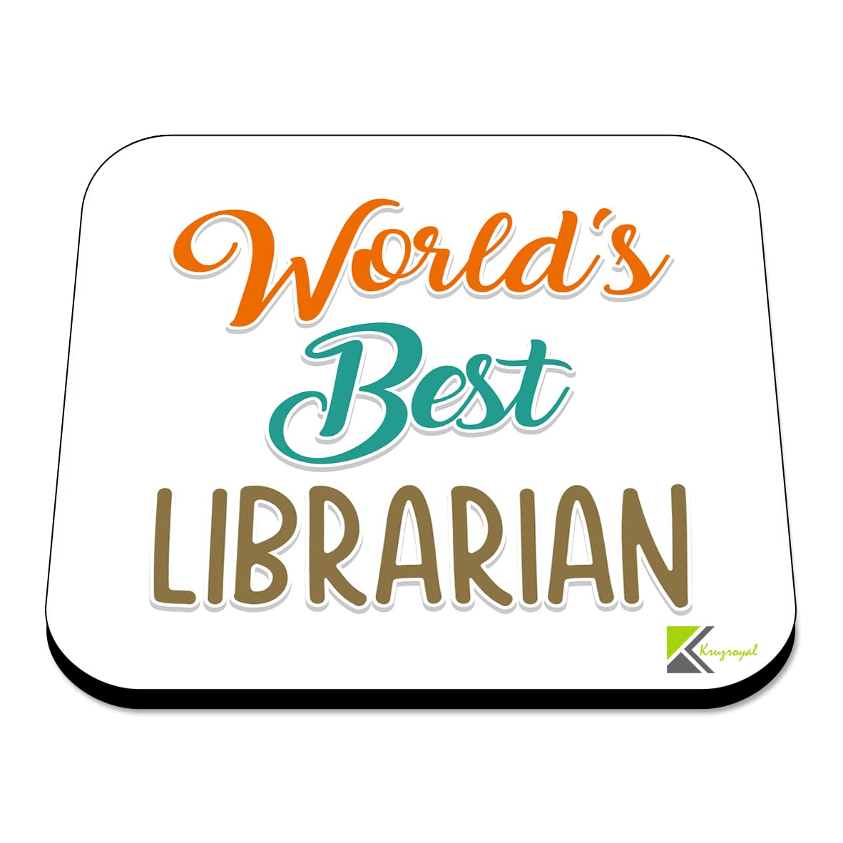 WB054 World's Best Librarian MDF Wooden Coaster by Kruzroyal | Gift for Librarian | Unique Novelty Present | 9cm x 9cm | Coffee Tea MDF Wooden Coaster