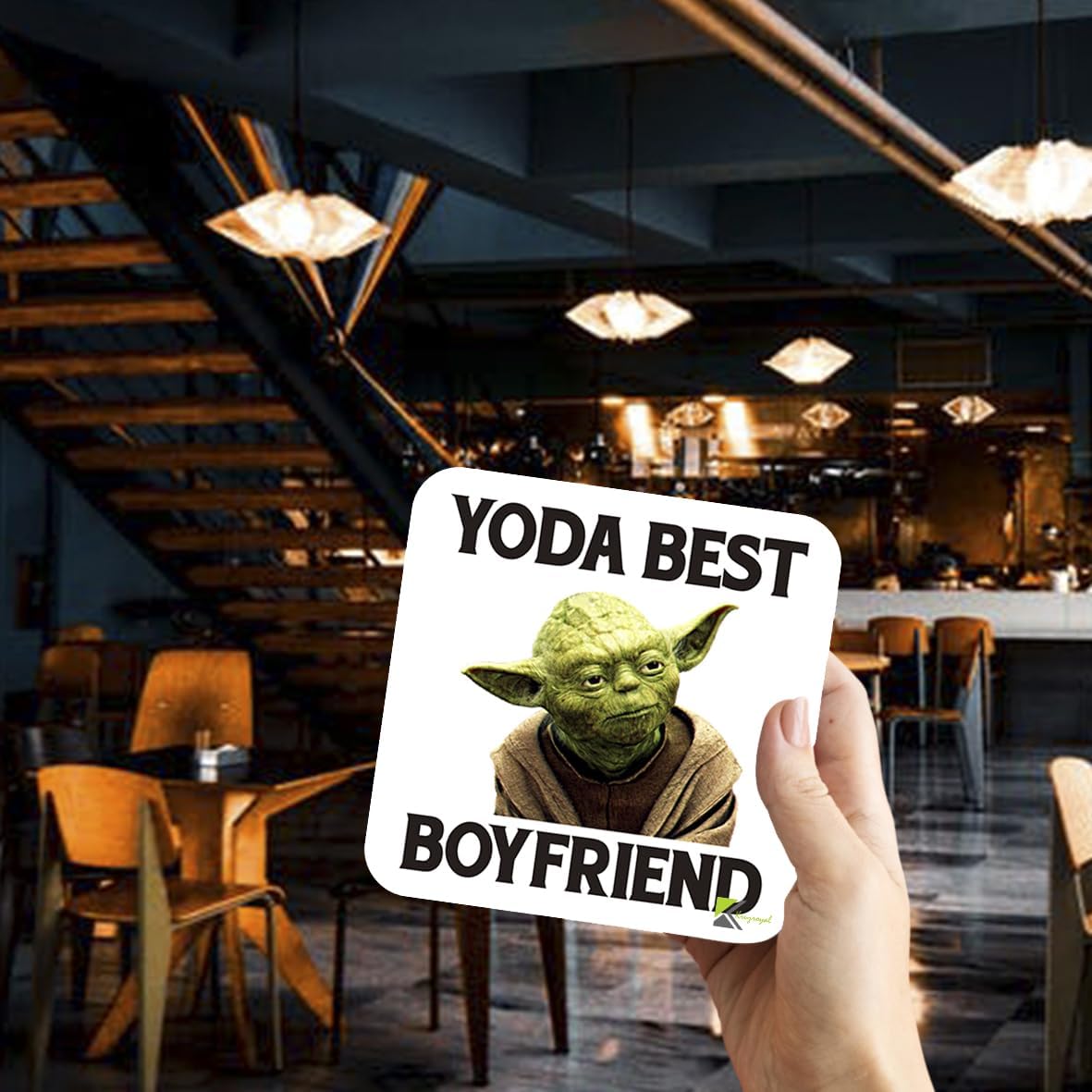 CS096 Yoda best boyfriend Novelty Funny Coffee Tea Drink Gift Glossy MDF Wooden Coaster | Gifts for Him, Men, Sci-Fi Fans | Anniversary, Birthday & Valentine's Day Present