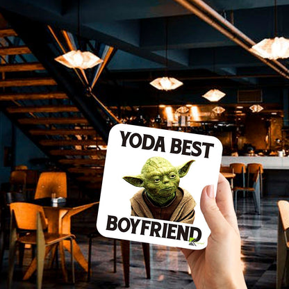 CS096 Yoda best boyfriend Novelty Funny Coffee Tea Drink Gift Glossy MDF Wooden Coaster | Gifts for Him, Men, Sci-Fi Fans | Anniversary, Birthday & Valentine's Day Present