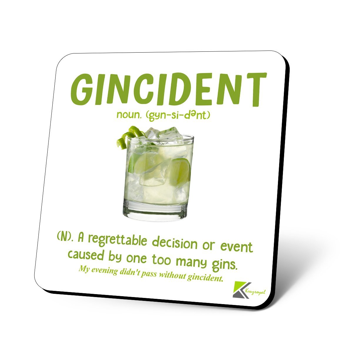 CS1082 Defination GINCIDENT Novelty Funny Coffee Tea Drink Christmas Gift Glossy MDF Wooden Coaster