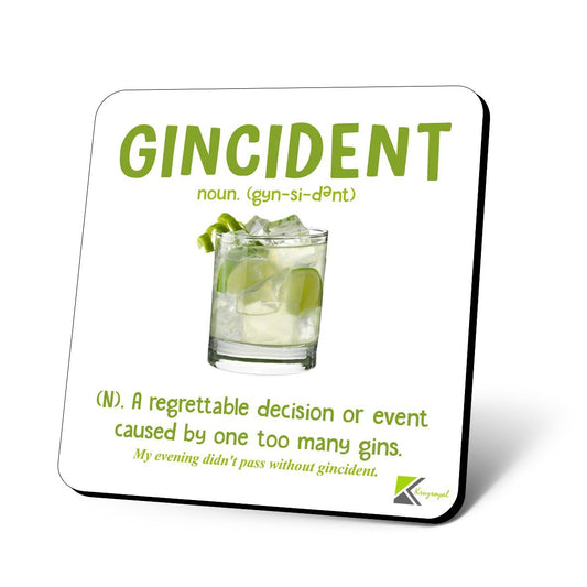 CS1082 Defination GINCIDENT Novelty Funny Coffee Tea Drink Christmas Gift Glossy MDF Wooden Coaster
