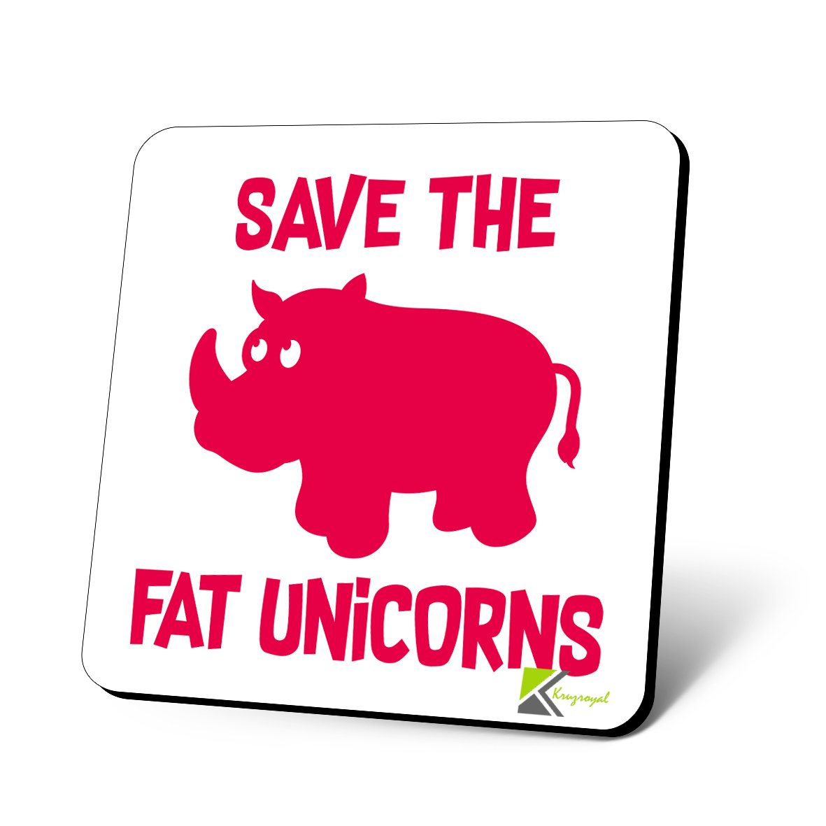 CS610 Save The Fat Unicorns Novelty Funny Coffee Tea Drink Gift Glossy MDF Wooden Coaster