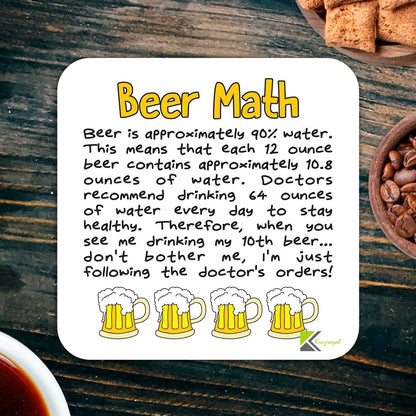 CS334 Beer Math Novelty Funny Coffee Tea Drink Gift Glossy MDF Wooden Coaster