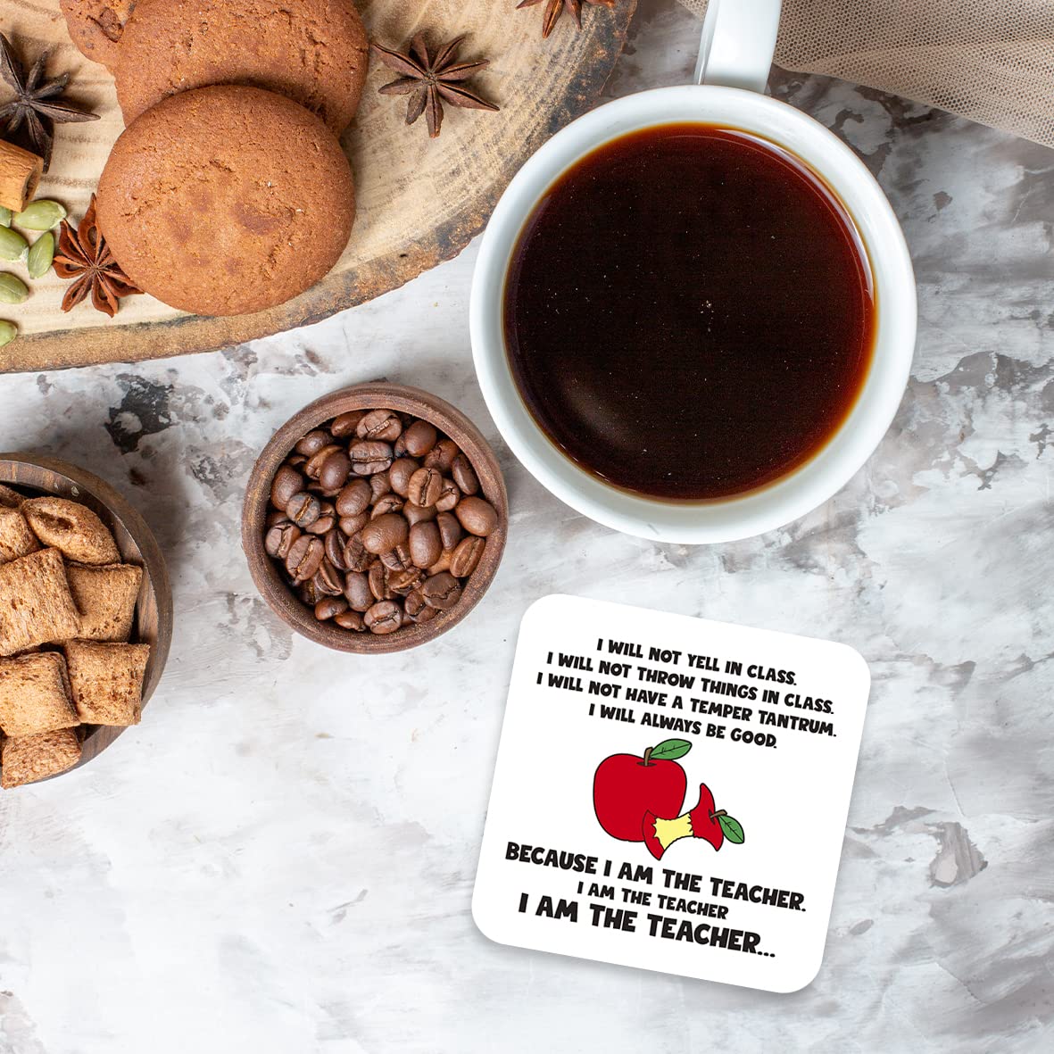 CS414 I am the Teacher... Novelty Funny Coffee Tea Drink Gift Glossy MDF Wooden Coaster