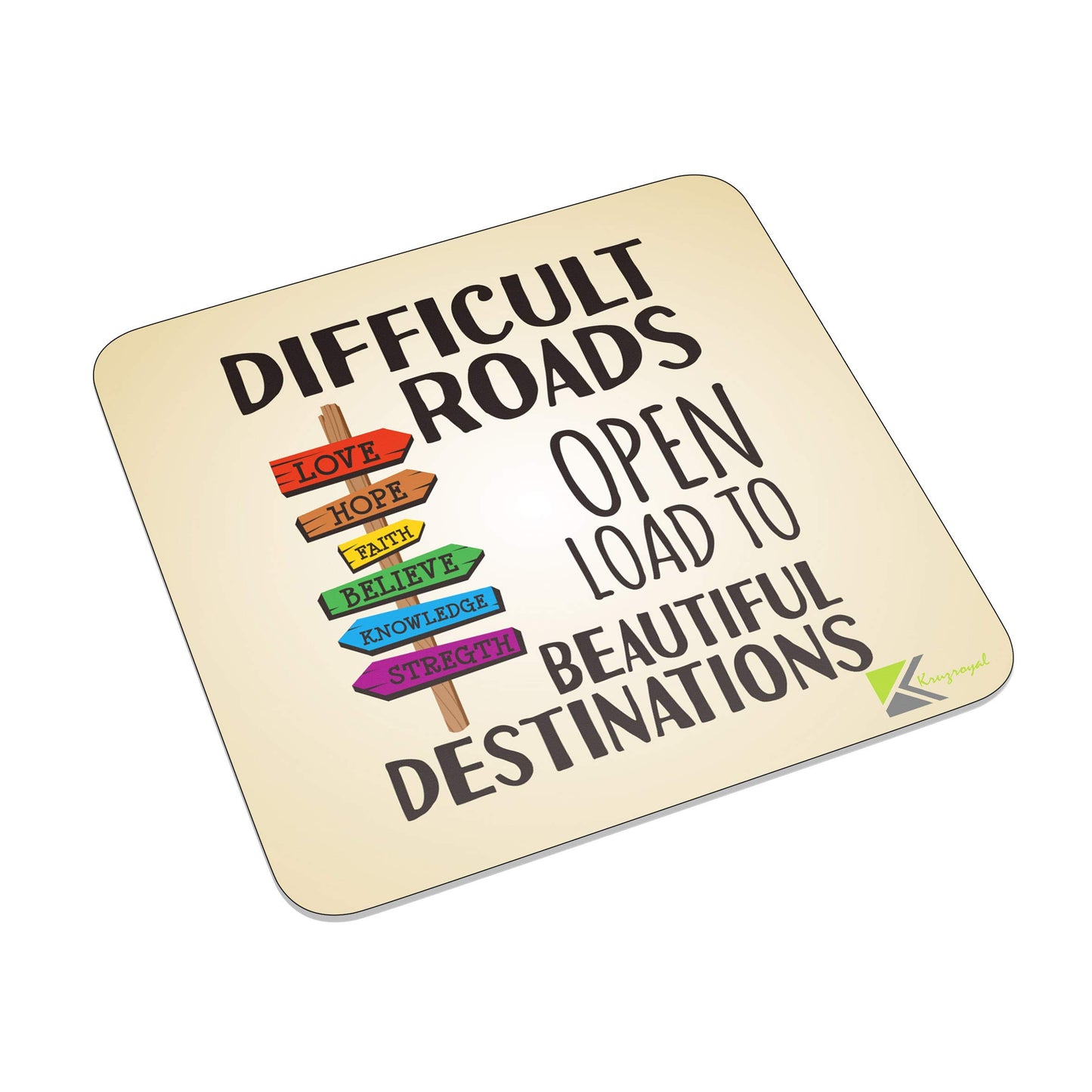 FM072 Difficult roads open load to beautiful destinations Novelty Funny Idea Glossy Metal Square Fridge Magnet