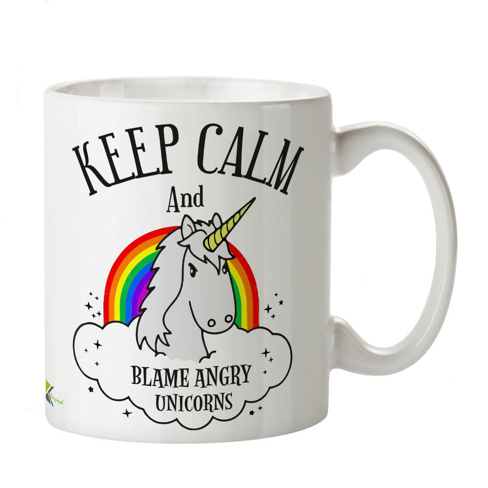 Kruzroyal DZ350 Keep Calm and Blame Angry Unicorns Funny Novelty Great Gift Idea Coffee Tea Mug