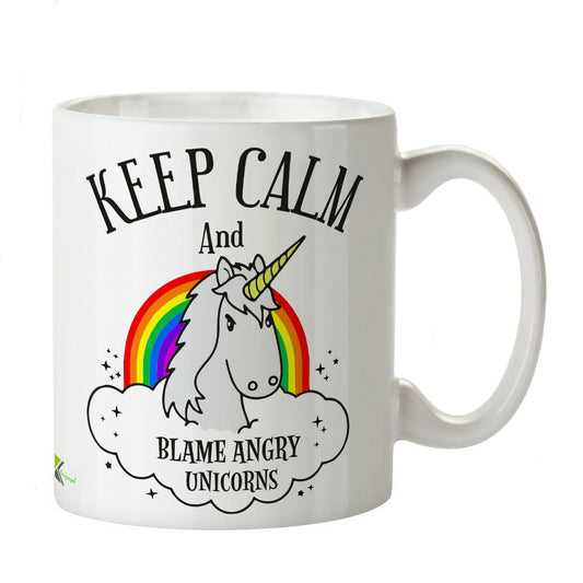 Kruzroyal DZ350 Keep Calm and Blame Angry Unicorns Funny Novelty Great Gift Idea Coffee Tea Mug