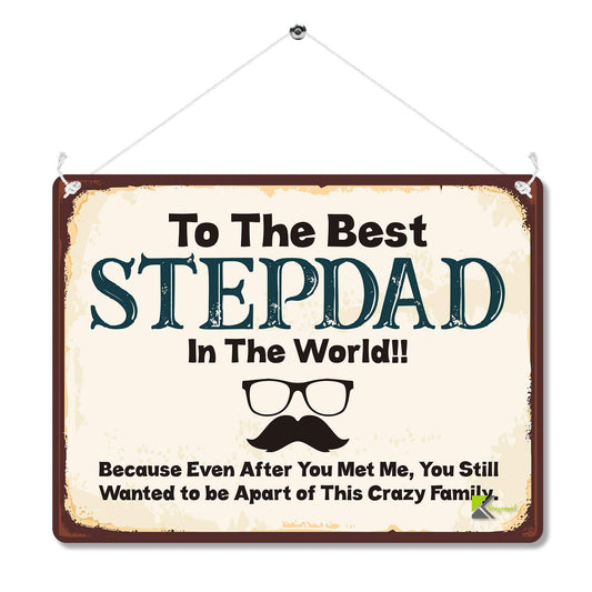 Kruzroyal MP108 To the best STEPDAD in the world !! Funny Novelty Retro Vintage Metal Wall Sign Plaque 20cm x 15cm