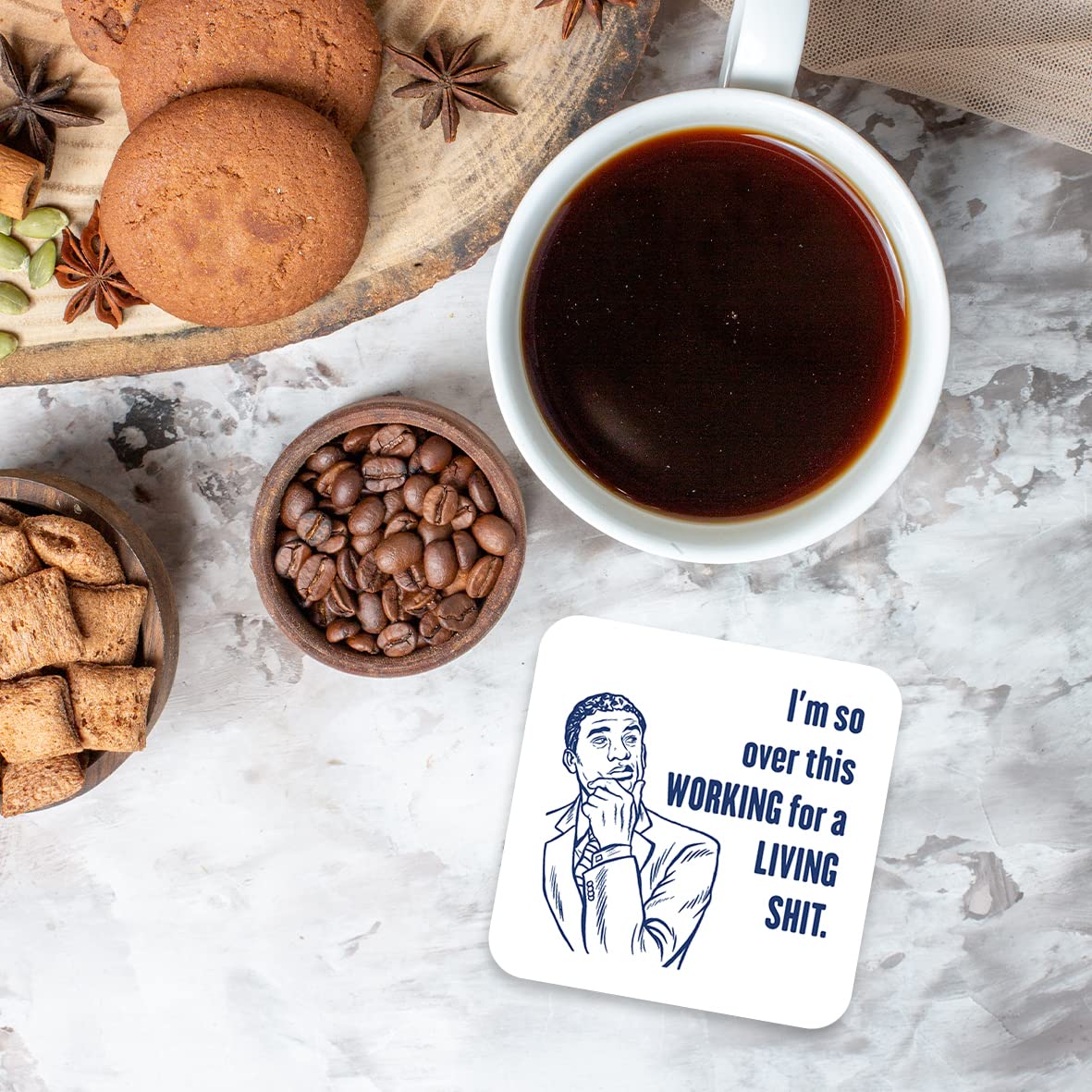 CS577 I'm so Over This Working for a Living sh*t. Novelty Funny Coffee Tea Drink Gift Glossy MDF Wooden Coaster