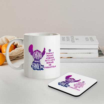 Kruzroyal SM089 Ohana Means Family, Family Means Nobody gets Left Behind Or Forgotten - 11OZ Mug & Matching Coaster Set