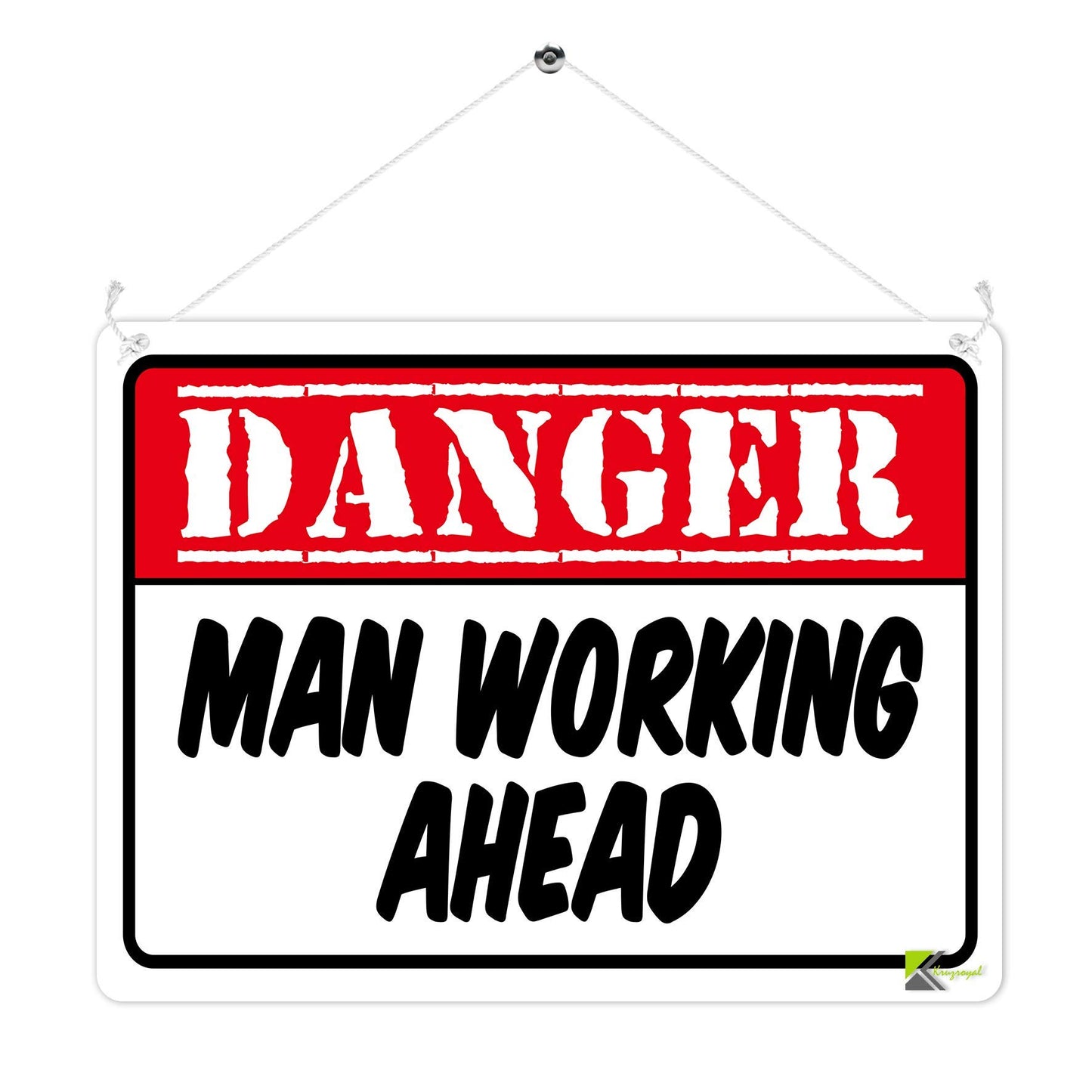 Kruzroyal MP338 DANGER,Man working ahead. Funny Novelty Retro Vintage Metal Wall Sign Plaque 20cm x 15cm