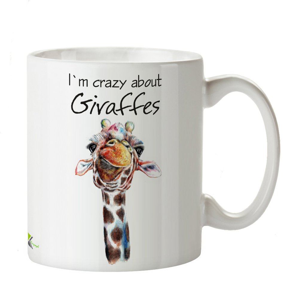 Kruzroyal DZ354 I'm Crazy About Giraffes Funny Novelty Great Gift Idea Coffee Tea Mug