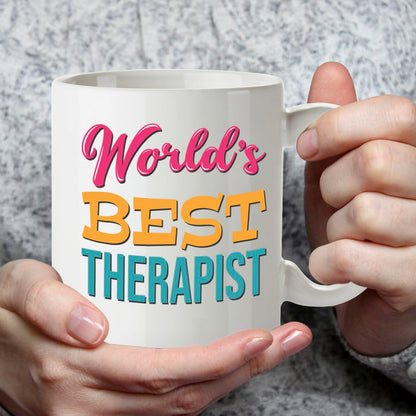Kruzroyal DZ844 World's Best Therapist Mug 11oz - White Ceramic Cup for Counsellor, Psychologist - Ideal Birthday, Thank You or Leaving Present