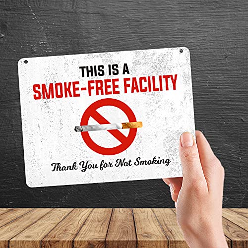 Kruzroyal MP442 This is a smoke-free facility.. Thank you for not smoking Funny Novelty Retro Vintage Metal Wall Sign Plaque 20cm x 15cm