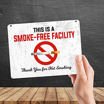 Kruzroyal MP442 This is a smoke-free facility.. Thank you for not smoking Funny Novelty Retro Vintage Metal Wall Sign Plaque 20cm x 15cm