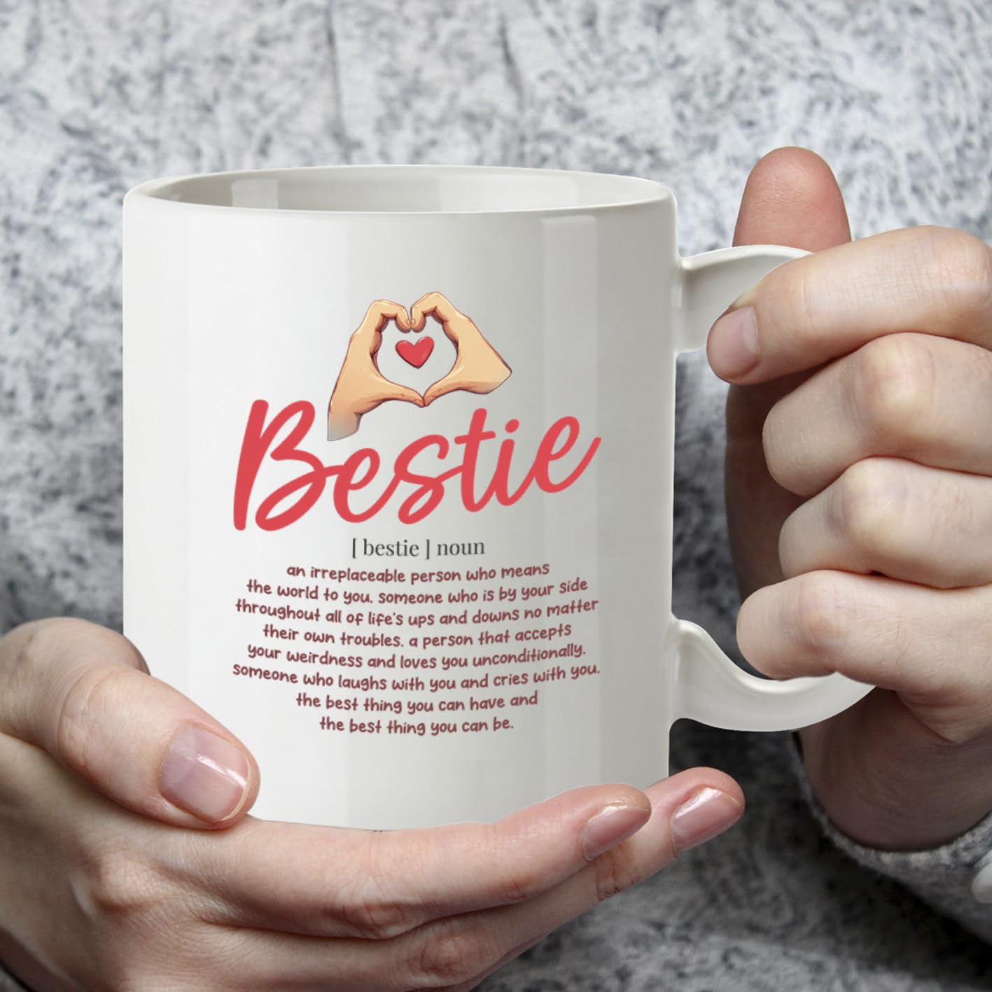 Kruzroyal DZ952 Bestie Definition Coffee Mug | Inspirational Best Friend, Soul Sister, BFF Gift for Women & Teen Girls | 11oz White Ceramic Friendship Mug