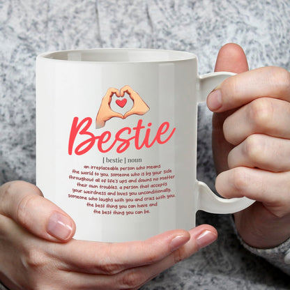 Kruzroyal DZ952 Bestie Definition Coffee Mug | Inspirational Best Friend, Soul Sister, BFF Gift for Women & Teen Girls | 11oz White Ceramic Friendship Mug