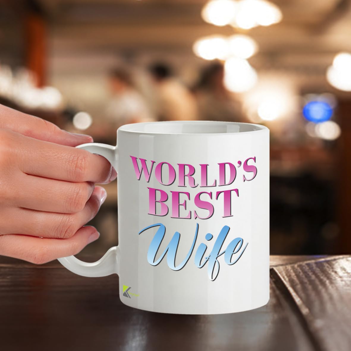 Kruzroyal DZ846 World's Best Wife Mug 11oz - White Ceramic Coffee & Tea Cup - Ideal Birthday, Anniversary, Mother's Day Present for Her