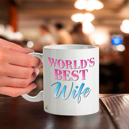 Kruzroyal DZ846 World's Best Wife Mug 11oz - White Ceramic Coffee & Tea Cup - Ideal Birthday, Anniversary, Mother's Day Present for Her