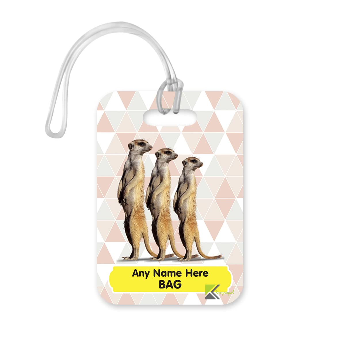PLT255 Personalised Name's Bag with Meerkat Image Novelty Funny Unique Designer Gift Glossy Plastic Suitcase Luggage Tag