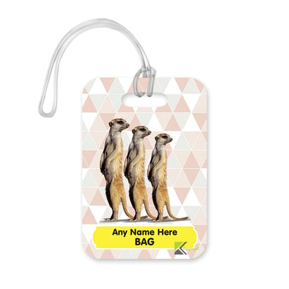 PLT255 Personalised Name's Bag with Meerkat Image Novelty Funny Unique Designer Gift Glossy Plastic Suitcase Luggage Tag