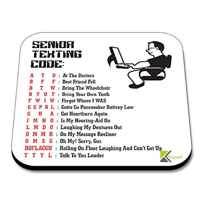CS052 Senior texting code Novelty Funny Coffee Tea Drink Gift Glossy MDF Wooden Coaster | Gifts for Dad Grandad Men Him Her | Retirement, Fathers Day & Birthday Present