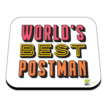 WB011 World's Best Postman MDF Wooden Coaster by Kruzroyal | Gift for Postman| Unique Novelty Present | 9cm x 9cm | Coffee Tea MDF Wooden Coaster