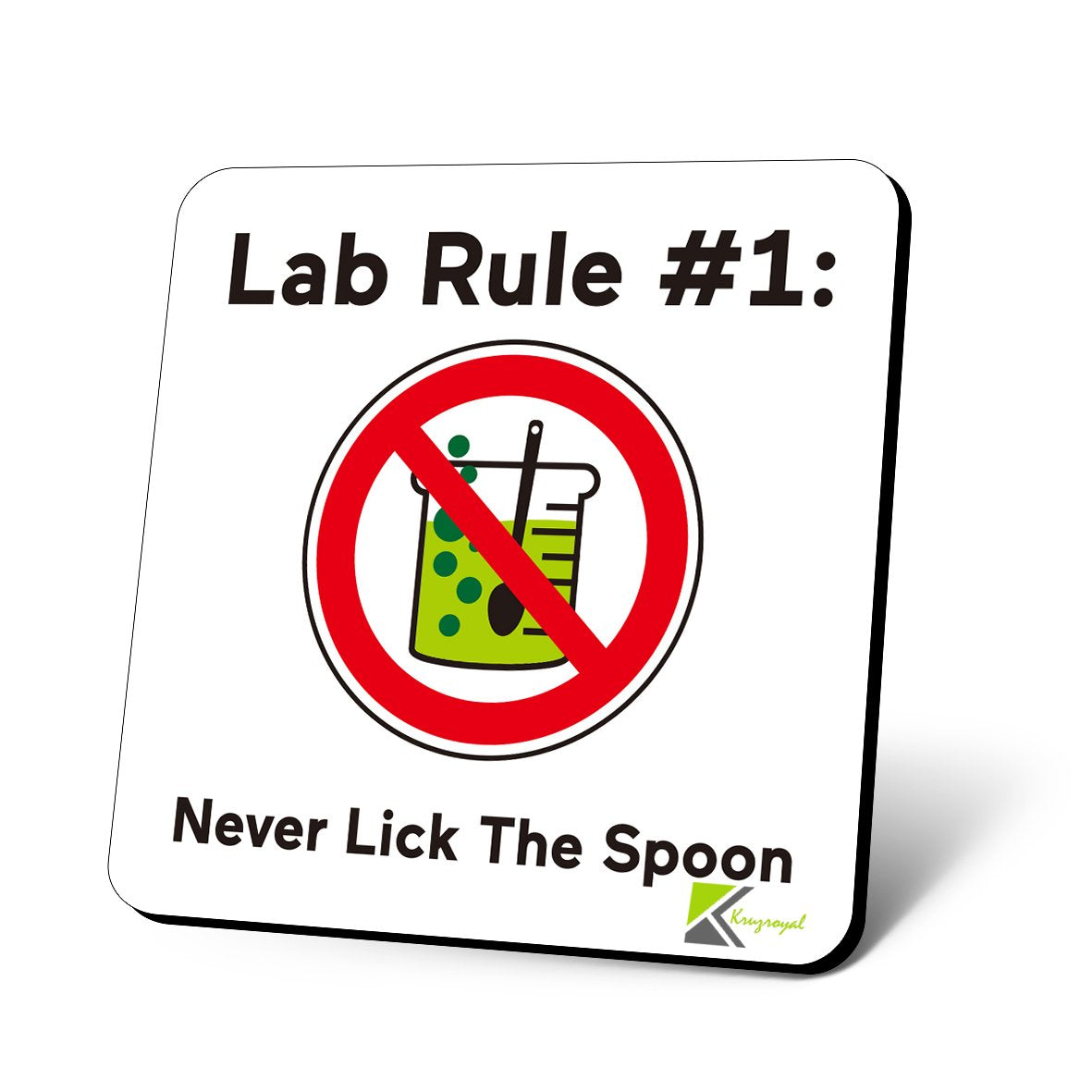 CS812 Lab Rule #1: Never Lick The Spoon Novelty Funny Coffee Tea Drink Gift Glossy MDF Wooden Coaster