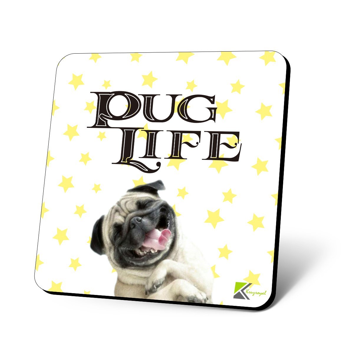 CS1055 Pug Life Novelty Funny Coffee Tea Drink Christmas Gift Glossy MDF Wooden Coaster
