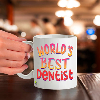 Kruzroyal DZ859 World's Best Dentist Mug 11oz - White Ceramic Cup for Hygienist, Dental Student - Funny Birthday, Graduation, Thank You Present