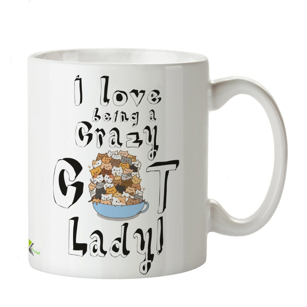 Kruzroyal DZ386 i Love Being a Crazy cat Lady! Funny Novelty Great Gift Idea Coffee Tea Mug