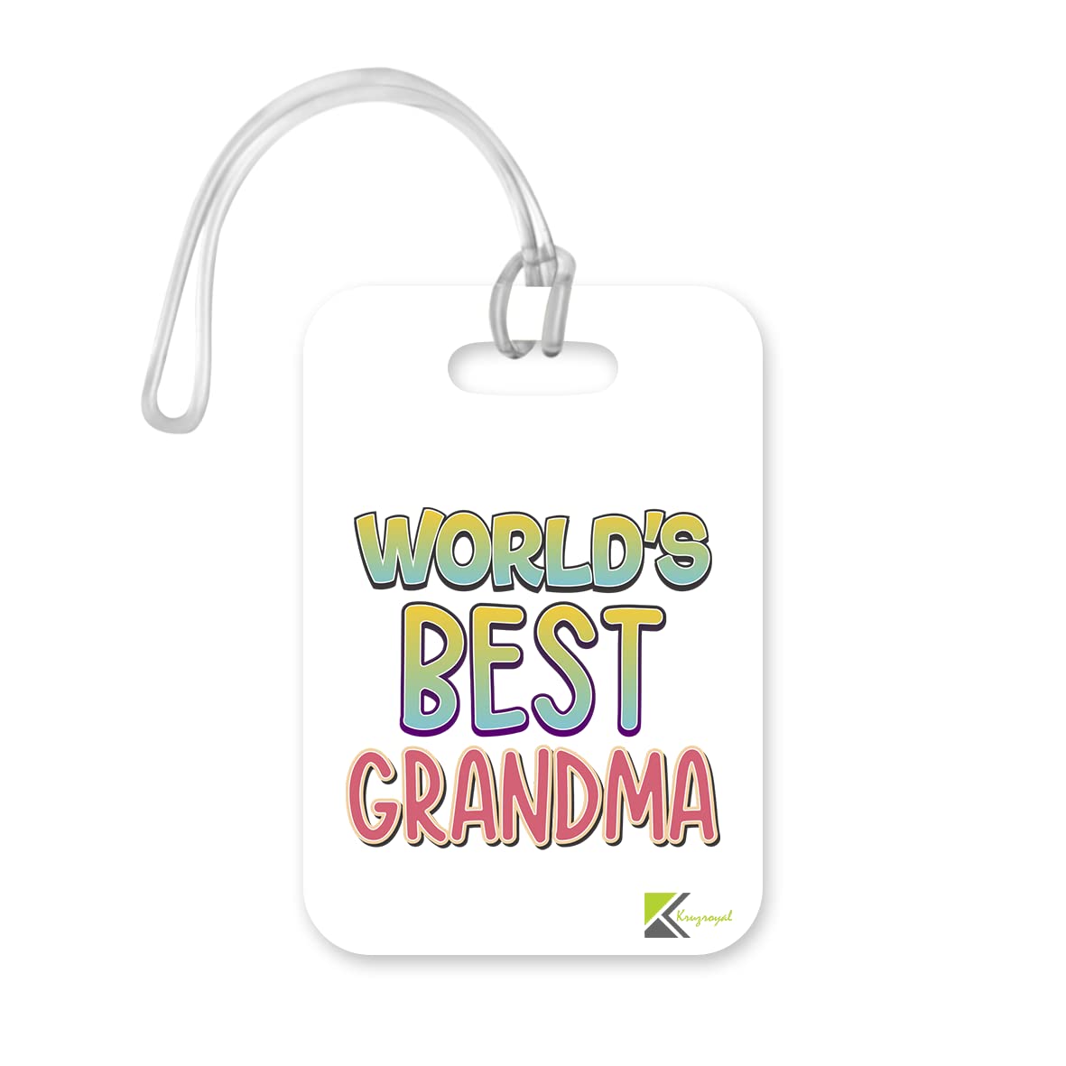 LT424 World's Best Grandma Novelty Funny Unique Designer Gift, Suitcase, Glossy Plastic Luggage Tag for Grandma