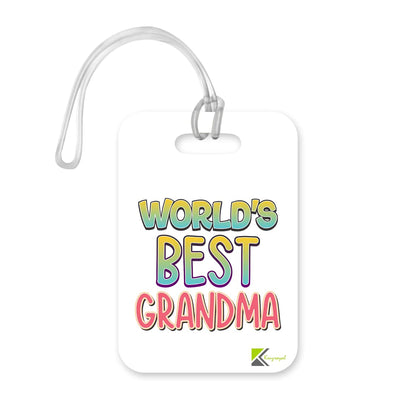 LT424 World's Best Grandma Novelty Funny Unique Designer Gift, Suitcase, Glossy Plastic Luggage Tag for Grandma