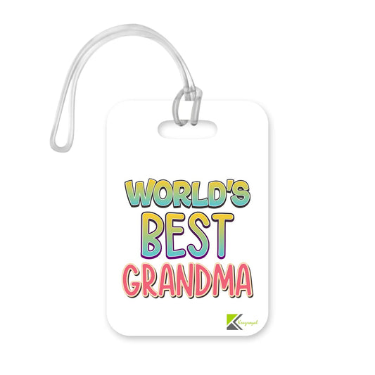 LT424 World's Best Grandma Novelty Funny Unique Designer Gift, Suitcase, Glossy Plastic Luggage Tag for Grandma