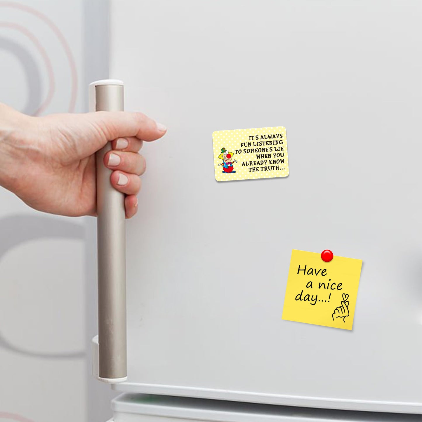 Kruzroyal FM158 It's always fun listerning to someone's lie when you already know the truth... Novelty Funny Gift Idea Glossy Rectangle Metal Fridge Magnet