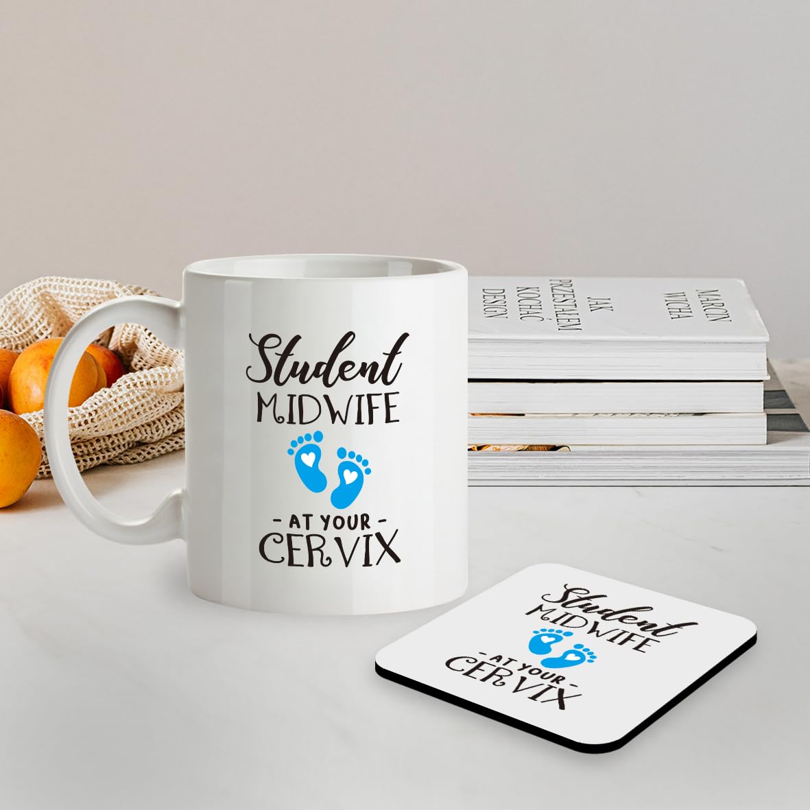 Kruzroyal SM027 Student Midwife - at Your Cervix - 11OZ Mug & Matching Coaster Set