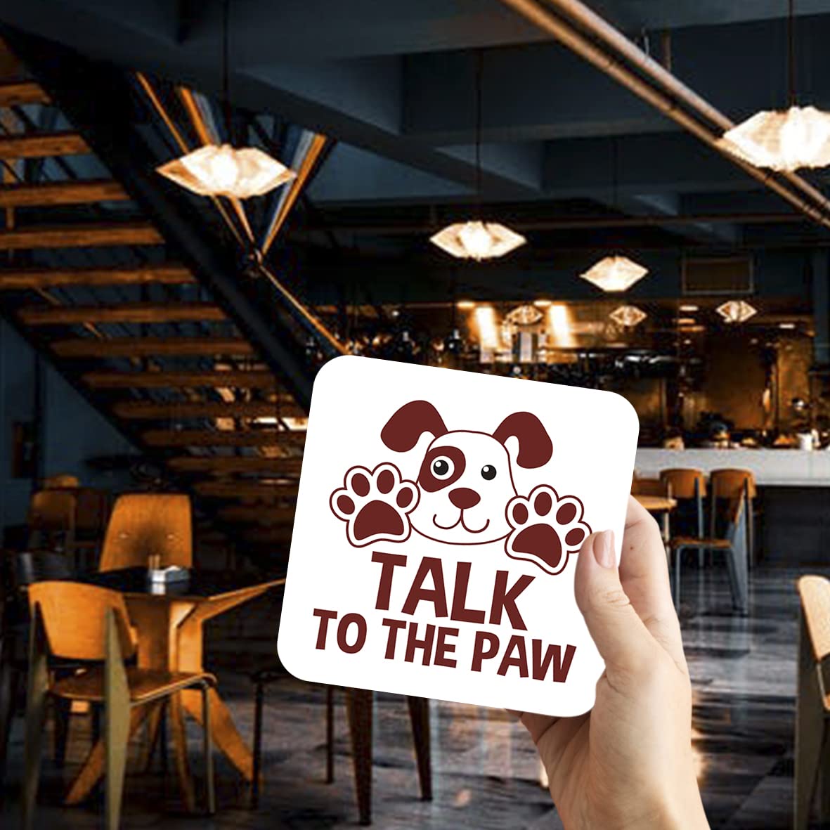 CS595 Talk to The paw Novelty Funny Coffee Tea Drink Gift Glossy MDF Wooden Coaster