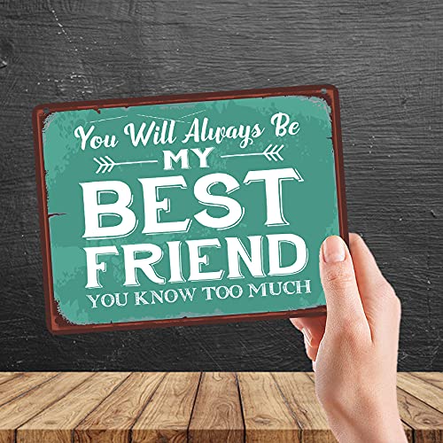 Kruzroyal MP080 You will always be my best friend, you know too much Funny Novelty Retro Vintage Metal Wall Sign Plaque 20cm x 15cm