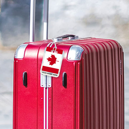 PLT264 Personalised Name with Canada Flag Novelty Funny Unique Designer Gift Glossy Plastic Suitcase Luggage Tag