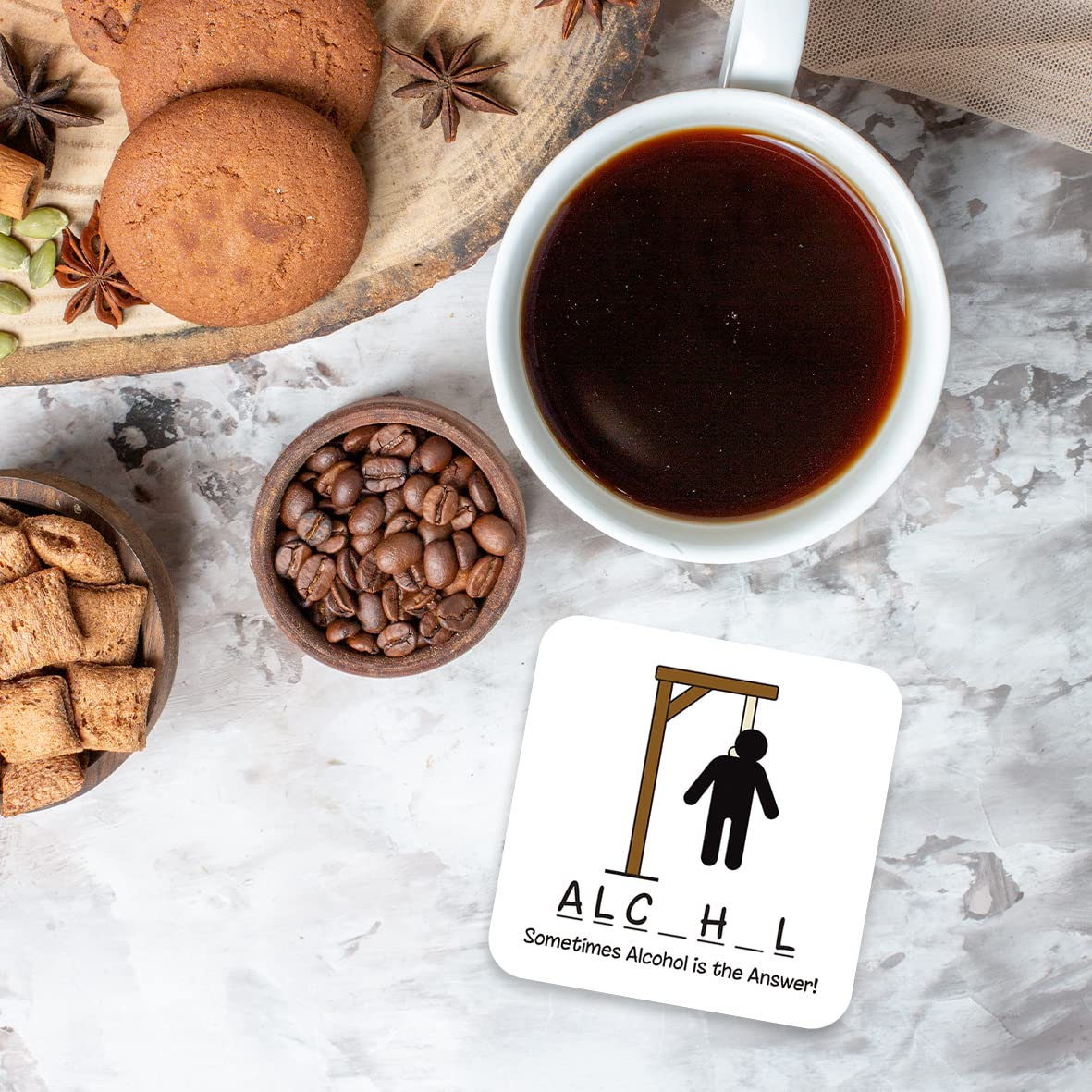 CS593 Sometimes Alcohol is The Answer! Novelty Funny Coffee Tea Drink Gift Glossy MDF Wooden Coaster