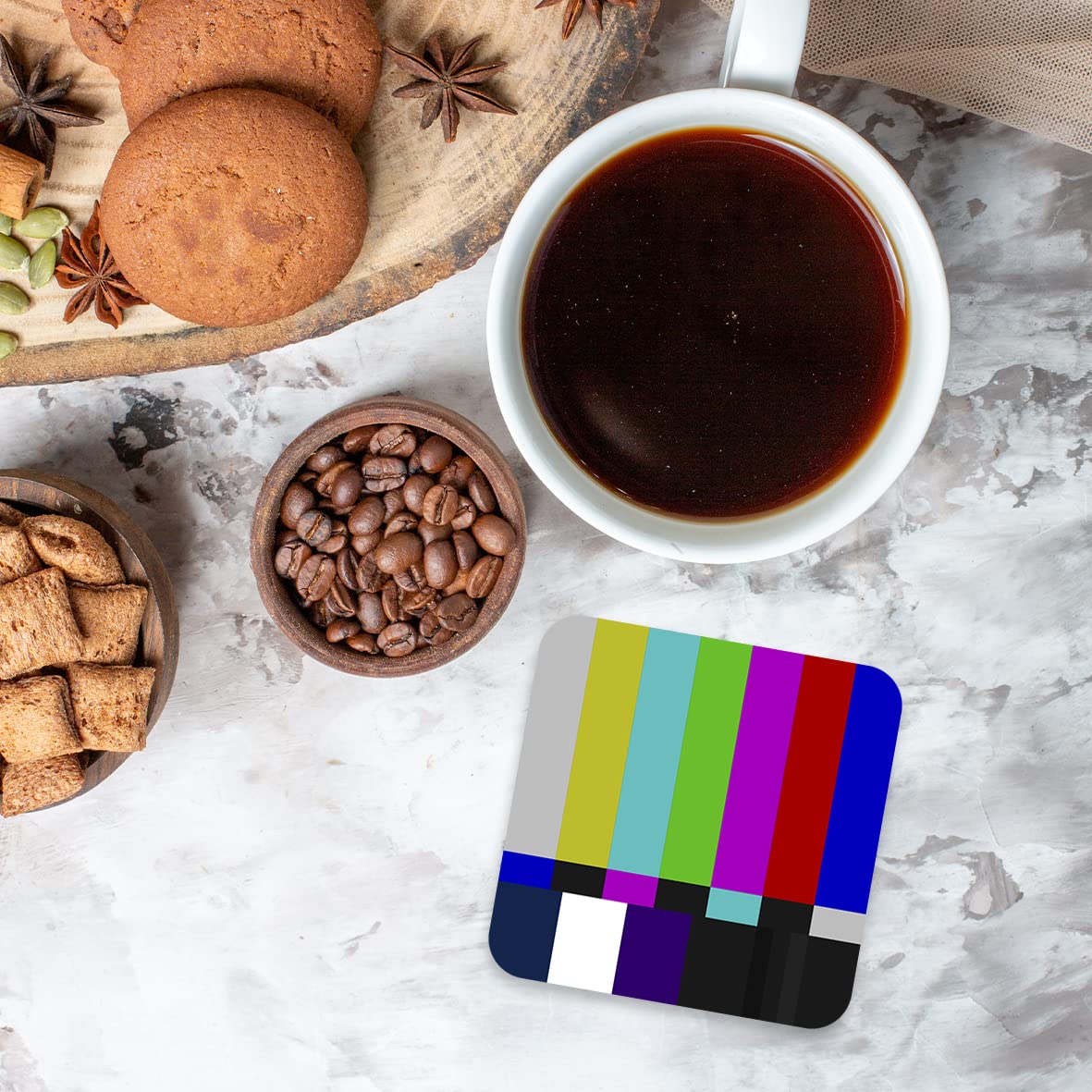 CS600 Colour bar:Television or Screens Broadcaster Novelty Funny Coffee Tea Drink Gift Glossy MDF Wooden Coaster
