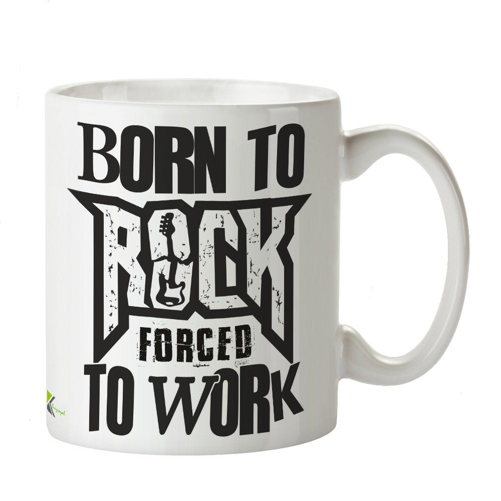 Kruzroyal DZ343 Born to Rock Forced to Work Funny Novelty Great Gift Idea Coffee Tea Mug