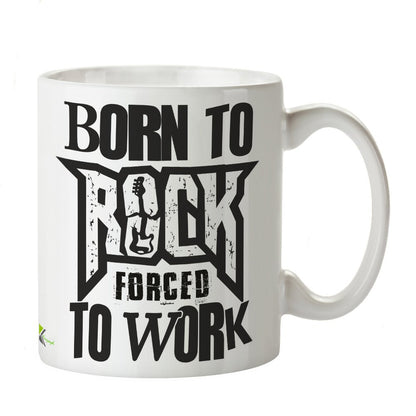Kruzroyal DZ343 Born to Rock Forced to Work Funny Novelty Great Gift Idea Coffee Tea Mug