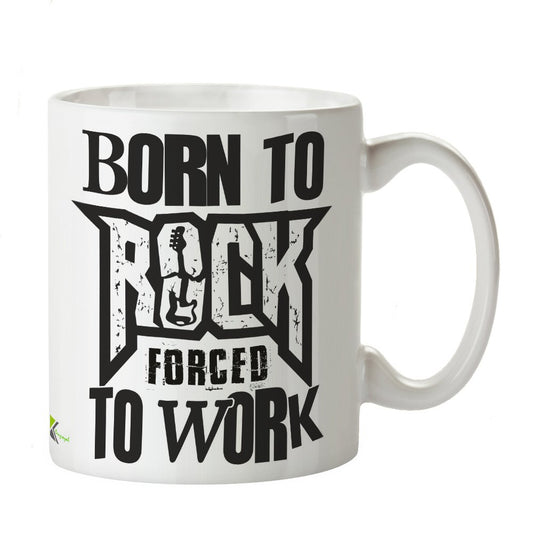 Kruzroyal DZ343 Born to Rock Forced to Work Funny Novelty Great Gift Idea Coffee Tea Mug
