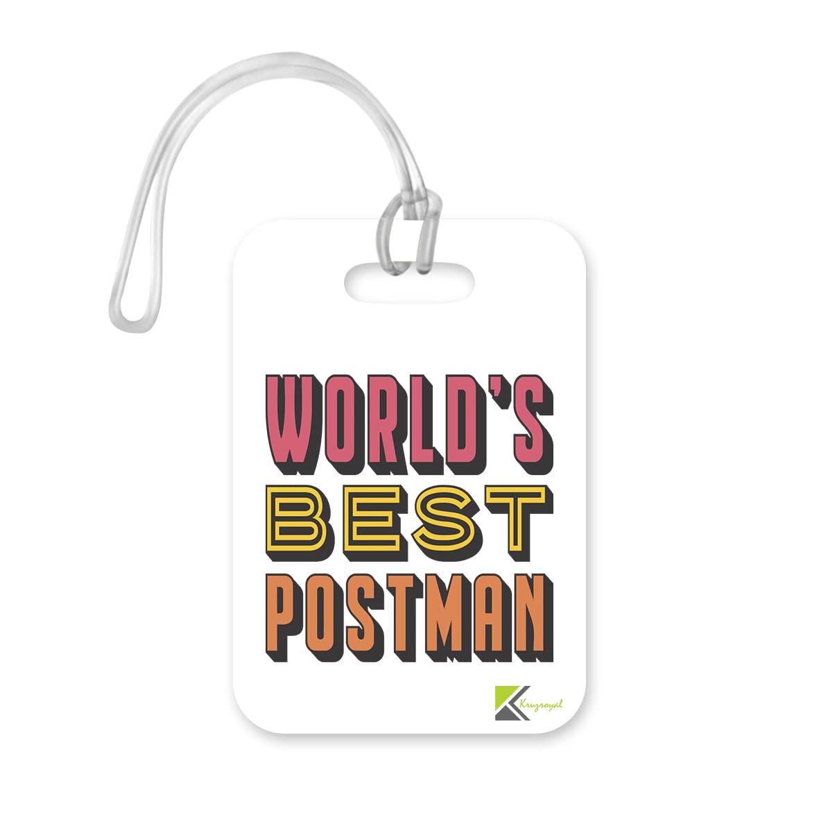 LT411 World's Best Postman Novelty Funny Unique Designer Gift, Suitcase, Glossy Plastic Luggage Tag for Postman