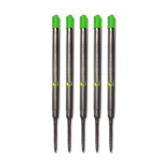5 x Green Quality Refills Compatible for Parker Ballpoint Medium (Pack of 5 biro Refill)