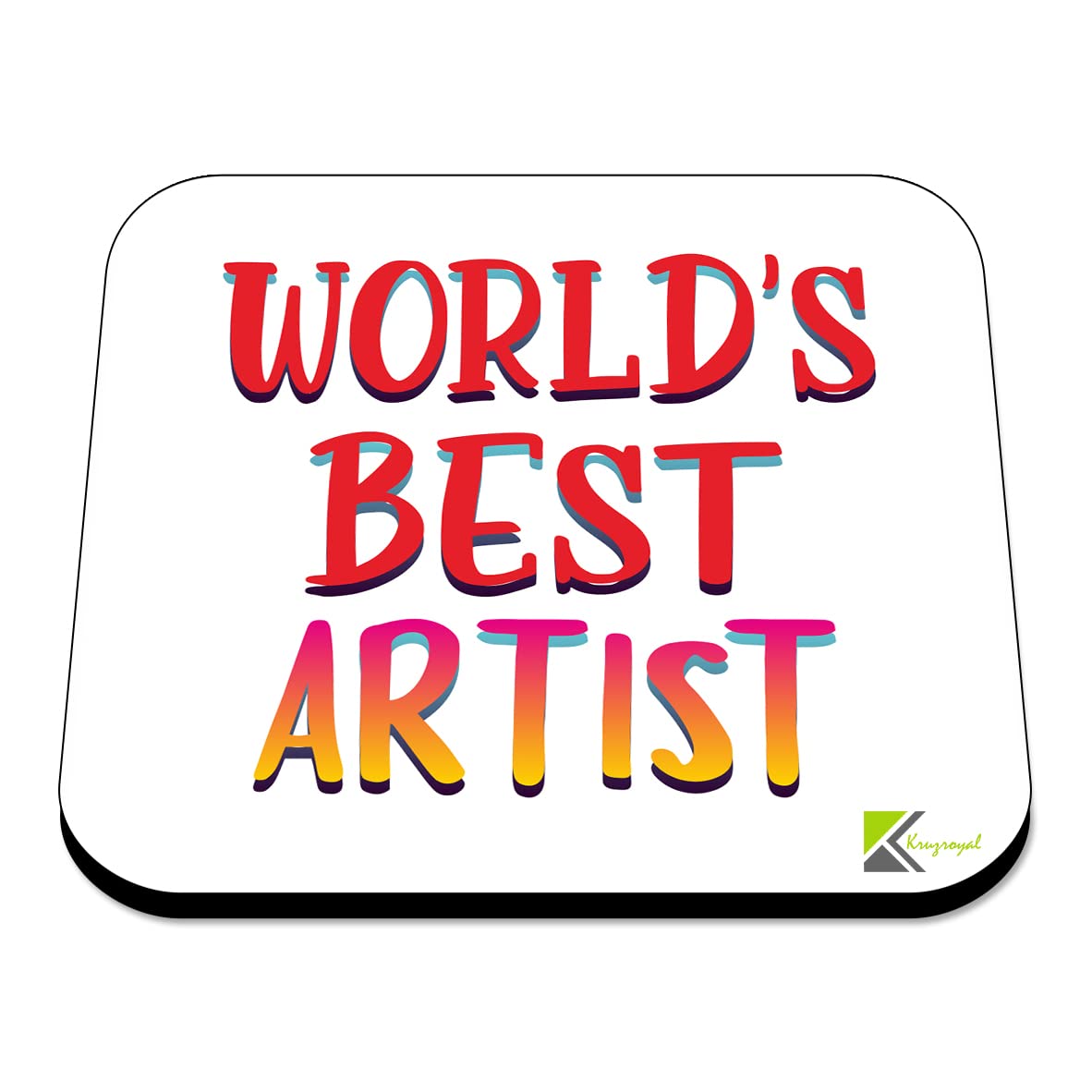 WB064 World's Best Artist MDF Wooden Coaster by Kruzroyal | Gift for Artist | Unique Novelty Present | 9cm x 9cm | Coffee Tea MDF Wooden Coaster