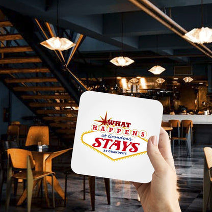 CS684 What Happens at Grandpa's Stays at Grandpa's Novelty Funny Coffee Tea Drink Gift Glossy MDF Wooden Coaster